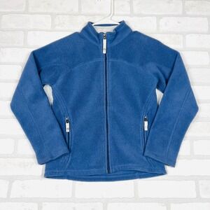 REI Girls Blue Full Zip Fleece Jacket Mock Neck Size Medium 10-12 Pockets